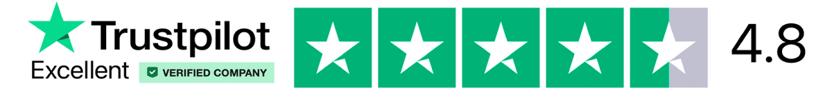 Trustpilot logo excellent 4.8 rate